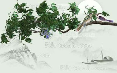 File tranh File tranh gốc tranh tường hoa thủy mặc trung quốc TTQ102 (ảnh gốc) cho in ấn kỹ thuật số