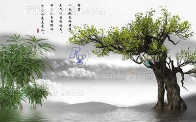 Tải file gốc File tranh gốc tranh tường hoa thủy mặc trung quốc TTQ107 (bản PSD) đầy đủ layer