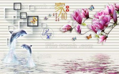 File gốc File tranh gốc tranh tường hoa thủy mặc trung quốc TTQ117 (in tráng gương) ốp tường