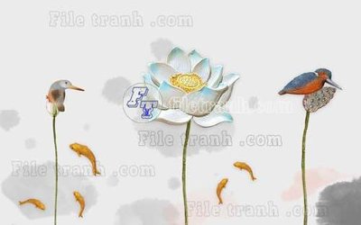 File in trần File tranh gốc tranh tường hoa thủy mặc trung quốc TTQ125 (file gốc) hoa văn 3D