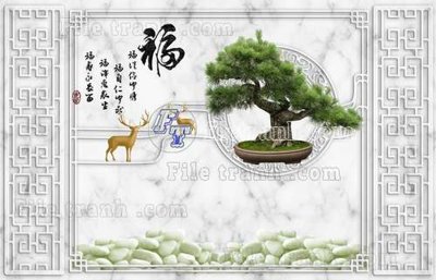 Download file gốc File tranh gốc tranh tường hoa thủy mặc trung quốc TTQ136 (in mica) 3D