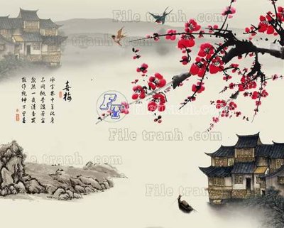 Chi tiết file gốc File tranh gốc tranh tường hoa thủy mặc trung quốc TTQ151 (cho in tráng gương)