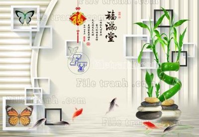 File in trần File tranh gốc tranh tường hoa thủy mặc trung quốc TTQ158 (bản gốc) 5D