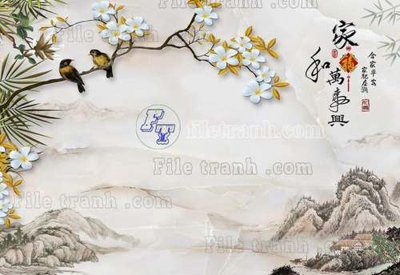 File tranh gốc File tranh gốc tranh tường hoa thủy mặc trung quốc TTQ174 chủ đề hiện đại