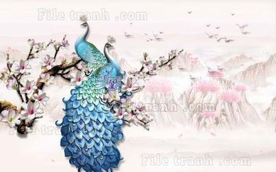 File gốc File tranh gốc tranh tường hoa thủy mặc trung quốc TTQ184 (in lụa) hoa văn cổ điển