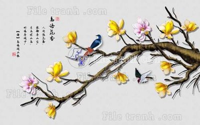 File in mica File tranh gốc tranh tường hoa thủy mặc trung quốc TTQ185 (ảnh gốc) đẹp