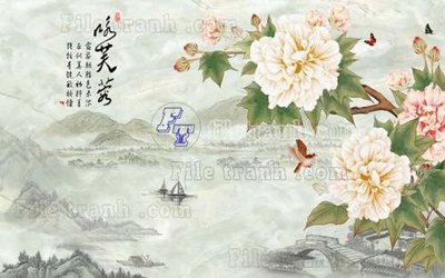 File PSD File tranh gốc tranh tường hoa thủy mặc trung quốc TTQ190 (bản gốc) dễ dàng edit