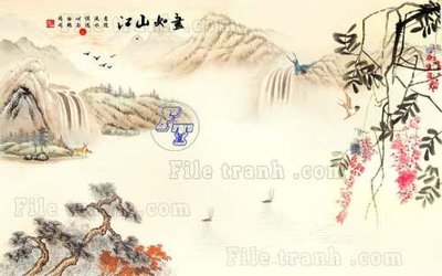 File gốc File tranh gốc tranh tường hoa thủy mặc trung quốc TTQ246 (cho in UV) siêu nét