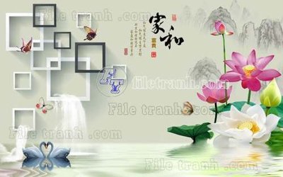 File PSD File tranh gốc tranh tường hoa thủy mặc trung quốc TTQ248 (gốc) cho in quảng cáo