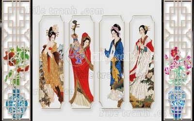 File tranh in tráng gương File tranh gốc tranh tường hoa thủy mặc trung quốc TTQ258 (siêu nét)