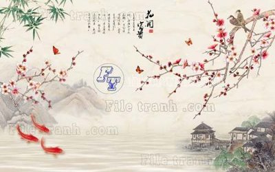Ảnh gốc file in lụa File tranh gốc tranh tường hoa thủy mặc trung quốc TTQ284 chi tiết