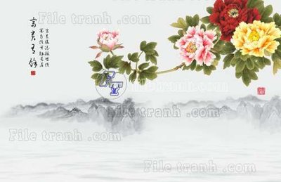 File gốc File tranh gốc tranh tường hoa thủy mặc trung quốc TTQ285 (in lụa) tranh thuận buồm