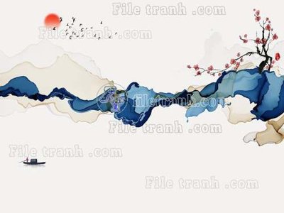 File gốc File tranh gốc tranh tường hoa thủy mặc trung quốc TTQ292 (PNG) chất lượng cao