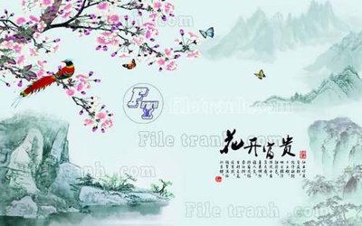 File tranh ảnh gốc File tranh gốc tranh tường hoa thủy mặc trung quốc TTQ307 dùng cho in khổ lớn