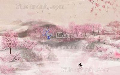 File tranh in mica File tranh gốc tranh tường hoa thủy mặc trung quốc TTQ311 (độ phân giải cao)