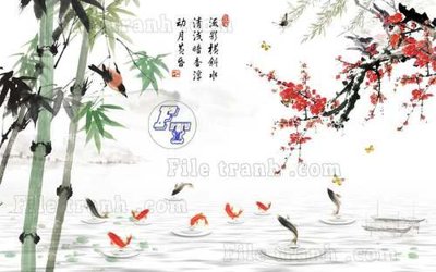 Download file gốc File tranh gốc tranh tường hoa thủy mặc trung quốc TTQ314 (in lụa) nghệ thuật