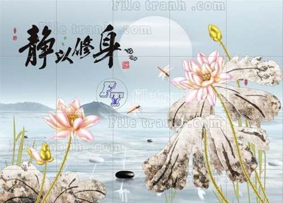 File gốc in ấn File tranh gốc tranh tường hoa thủy mặc trung quốc TTQ371 chuẩn màu CMYK