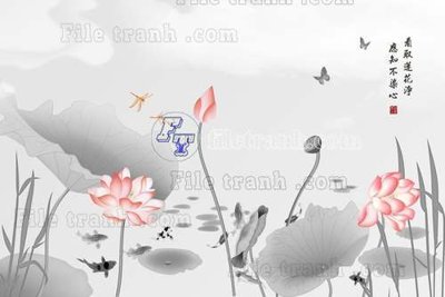 File tranh PSD File tranh gốc tranh tường hoa thủy mặc trung quốc TTQ381 chất lượng cao