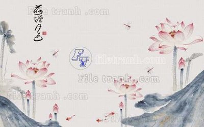 File tranh gốc File tranh gốc tranh tường hoa thủy mặc trung quốc TTQ383 chủ đề hiện đại