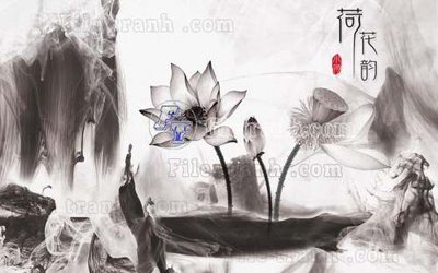 Mua file gốc File tranh gốc tranh tường hoa thủy mặc trung quốc TTQ386 (chất lượng) tại Filetranh.com