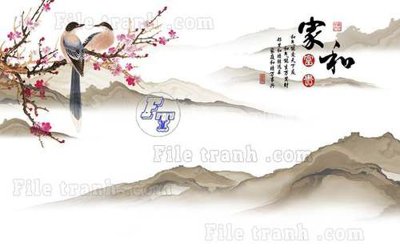 File gốc File tranh gốc tranh tường hoa thủy mặc trung quốc TTQ39 (vector) cho in ấn