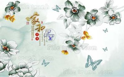File gốc File tranh gốc tranh tường hoa thủy mặc trung quốc TTQ400 (in mica) trang trí