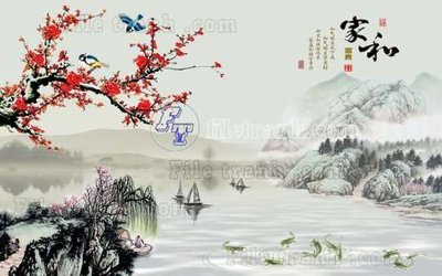 File gốc File tranh gốc tranh tường hoa thủy mặc trung quốc TTQ403 (PNG) không nền chất lượng