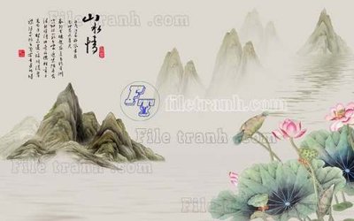 File gốc File tranh gốc tranh tường hoa thủy mặc trung quốc TTQ43 (dành cho trang trí nội thất)