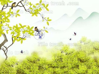 File gốc File tranh gốc tranh tường hoa thủy mặc trung quốc TTQ459 (in lụa) trang trí tường