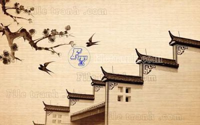 File gốc File tranh gốc tranh tường hoa thủy mặc trung quốc TTQ492 (vector) cho in ấn