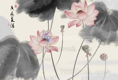 File tranh in trần File tranh gốc tranh tường hoa thủy mặc trung quốc TTQ502 (ảnh gốc siêu nét)