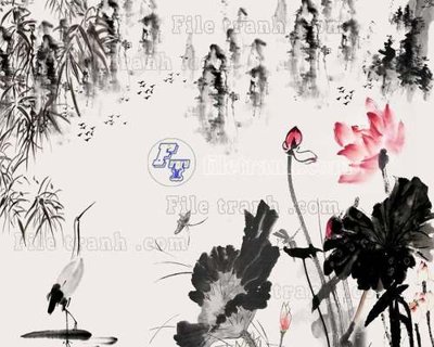 File in lụa File tranh gốc tranh tường hoa thủy mặc trung quốc TTQ505 (phong cảnh) File tranh gốc tranh tường hoa thủy mặc trung quốc TTQ505