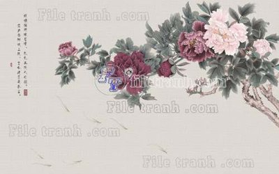 File gốc File tranh gốc tranh tường hoa thủy mặc trung quốc TTQ512 (in lụa) họa tiết 3D