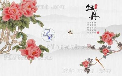 File PSD File tranh gốc tranh tường hoa thủy mặc trung quốc TTQ523 (bản gốc) độ phân giải cao
