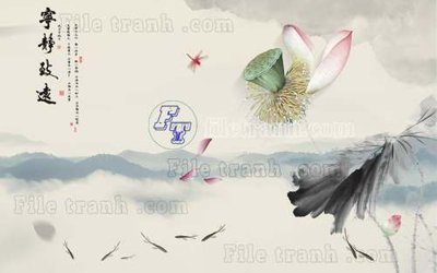 File PSD File tranh gốc tranh tường hoa thủy mặc trung quốc TTQ543 (gốc) cho designer