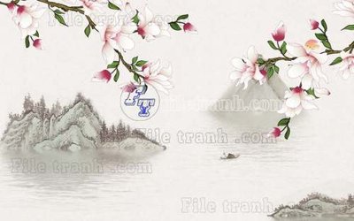 Tệp tin gốc File tranh gốc tranh tường hoa thủy mặc trung quốc TTQ550 (dùng cho in ấn) chuyên nghiệp