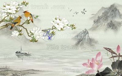 File in lụa File tranh gốc tranh tường hoa thủy mặc trung quốc TTQ573 (chất lượng cao) File tranh gốc tranh tường hoa thủy mặc trung quốc TTQ573