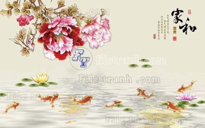 Hình ảnh file gốc in trần nhà File tranh gốc tranh tường hoa thủy mặc trung quốc TTQ583