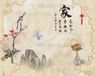 File ảnh gốc File tranh gốc tranh tường hoa thủy mặc trung quốc TTQ601 không vỡ nét