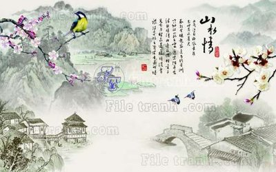 File gốc in mica File tranh gốc tranh tường hoa thủy mặc trung quốc TTQ7 chất lượng