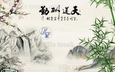 Download file gốc File tranh gốc tranh tường hoa thủy mặc trung quốc TTQ79 (in mica) trong suốt