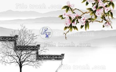 File ảnh File tranh gốc tranh tường hoa thủy mặc trung quốc TTQ88 (gốc) in decal dán tường