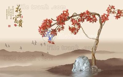 File tranh File tranh gốc tranh tường hoa thủy mặc trung quốc TTQ98 (ảnh gốc) chi tiết rõ ràng