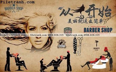 File gốc Tranh dan tuong Tiem cat toc barber 105 (vector) cho in ấn