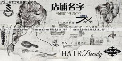 File tranh gốc PSD Tranh dan tuong Tiem cat toc barber 106 còn nguyên layer