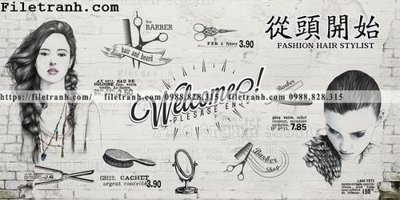 File PSD Tranh dan tuong Tiem cat toc barber 108 (nguyên gốc) chất lượng cao