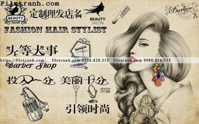 File gốc Tranh dan tuong Tiem cat toc barber 111 cho in ấn và thiết kế