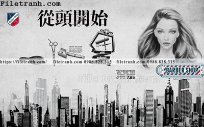 File gốc Tranh dan tuong Tiem cat toc barber 122 (in tráng gương) nghệ thuật