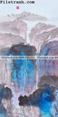 File gốc Tranh phong canh sanh vao cua Trung Quoc237 (in lụa) tranh phong thủy