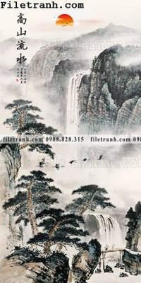 Download file gốc Tranh phong canh sanh vao cua Trung Quoc262 (in lụa) tranh 3D